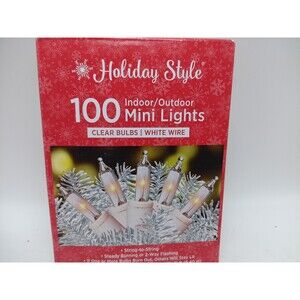 Holiday Style 100 Clear Mini Lights White Wire Christmas, Crafts Etc NEW